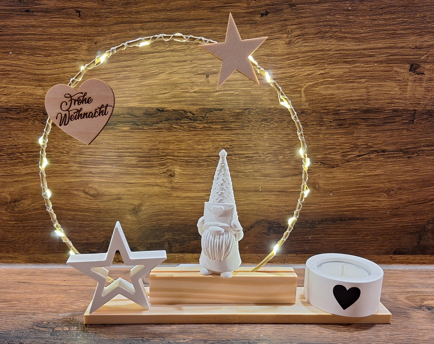 Weihnachten Geschenkset, Komplettset, Set mit Kerzenständer, Kerze, Wichtel und Stern, beleuchtet, Weihnachtsdeko, Fensterdeko, Advent - Makrameelilifee