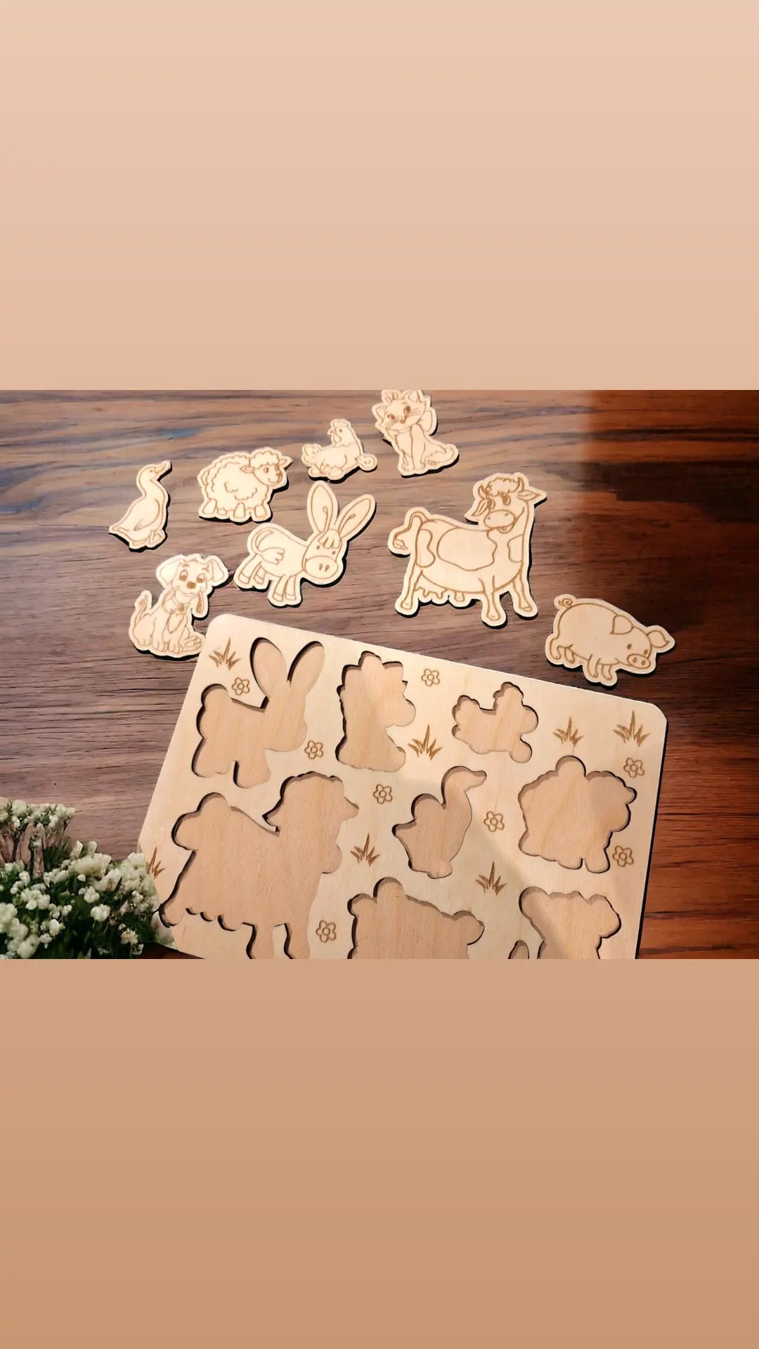 Kinderspielzeug Holz Puzzle | Tier Puzzle | Steckpuzzle Tiere Holzspielzeug, Montessori Spielzeug Kleinkinder, Puzzle, Lernspielzeug - Makrameelilifee