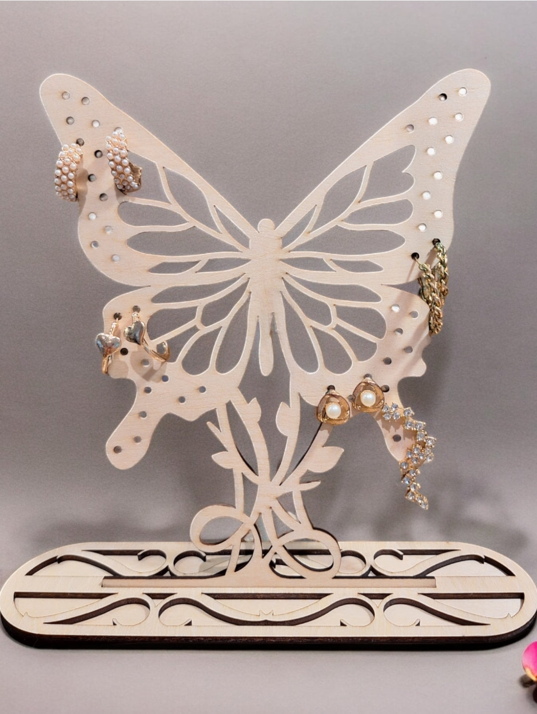 Holzschmuckbaumhalter, Ohrringständer, Geschenk für Frauen, Schmetterling, Ring, Armbandorganisator zum Aufhängen von Schmuck, Schmuckbaum - Makrameelilifee