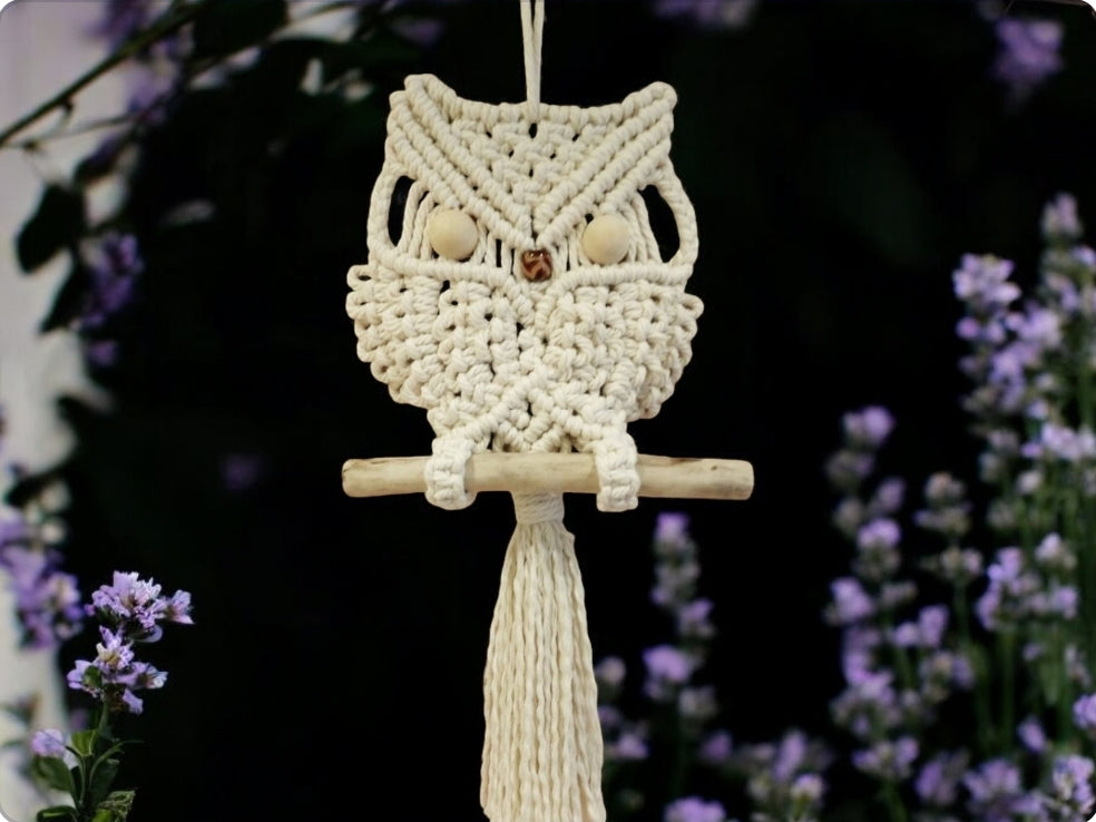 XXL Makramee Eule "Emilia", Wandbehang, Boho Wandbehang, Wanddeko, Wohndeko, Owl, Wandschmuck, Kinderzimmer, Interior - Makrameelilifee