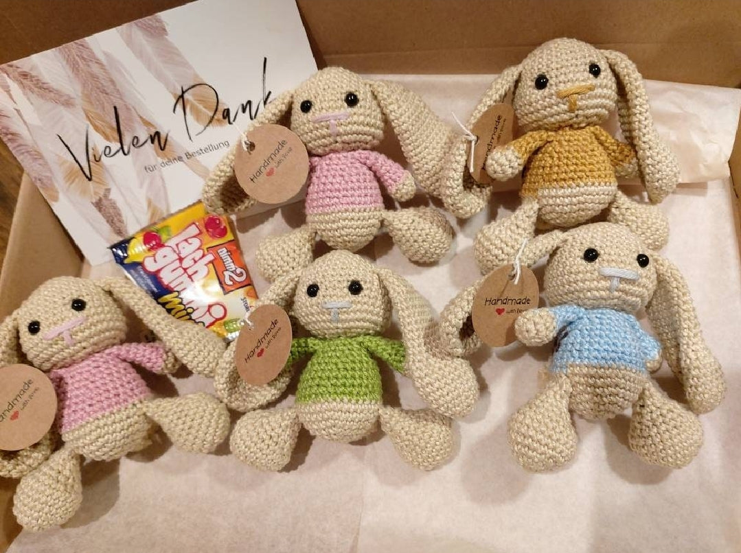 Super süße Amigurumi Hasen, Osterhase, Präsent, Gastgebergeschenk, Geschenk zu Ostern, Osterdeko Oster Mitbringsel, Schlappohrhase - Makrameelilifee